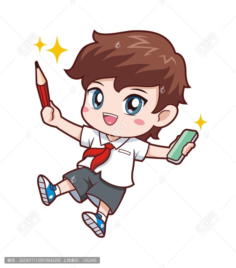 卡通可愛男孩小學(xué)生