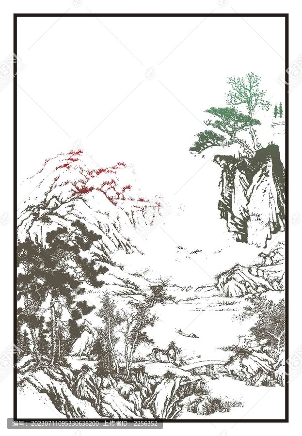 山水畫矢量圖