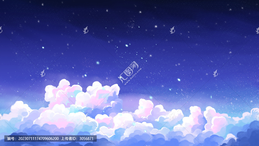 治愈系夜晚星空美麗的云彩背景