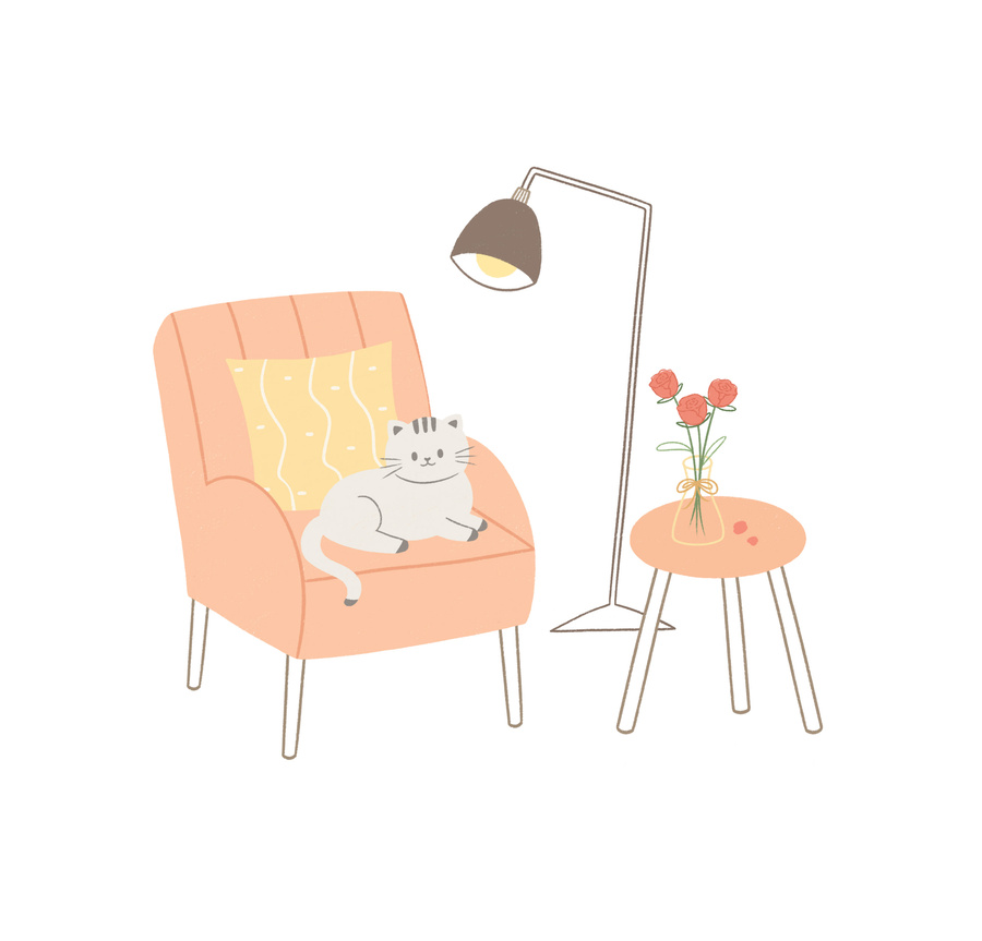 貓咪小場景插畫