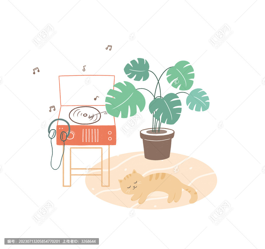 小貓治愈插畫