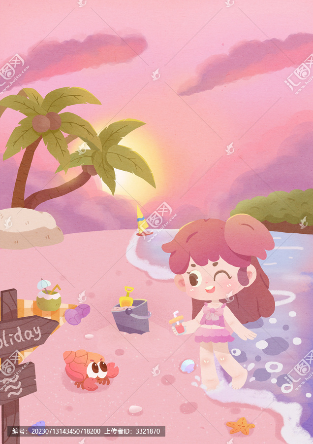 夏日晚霞海邊