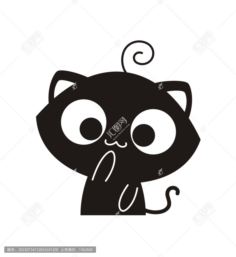 卡通可愛(ài)小黑貓半身