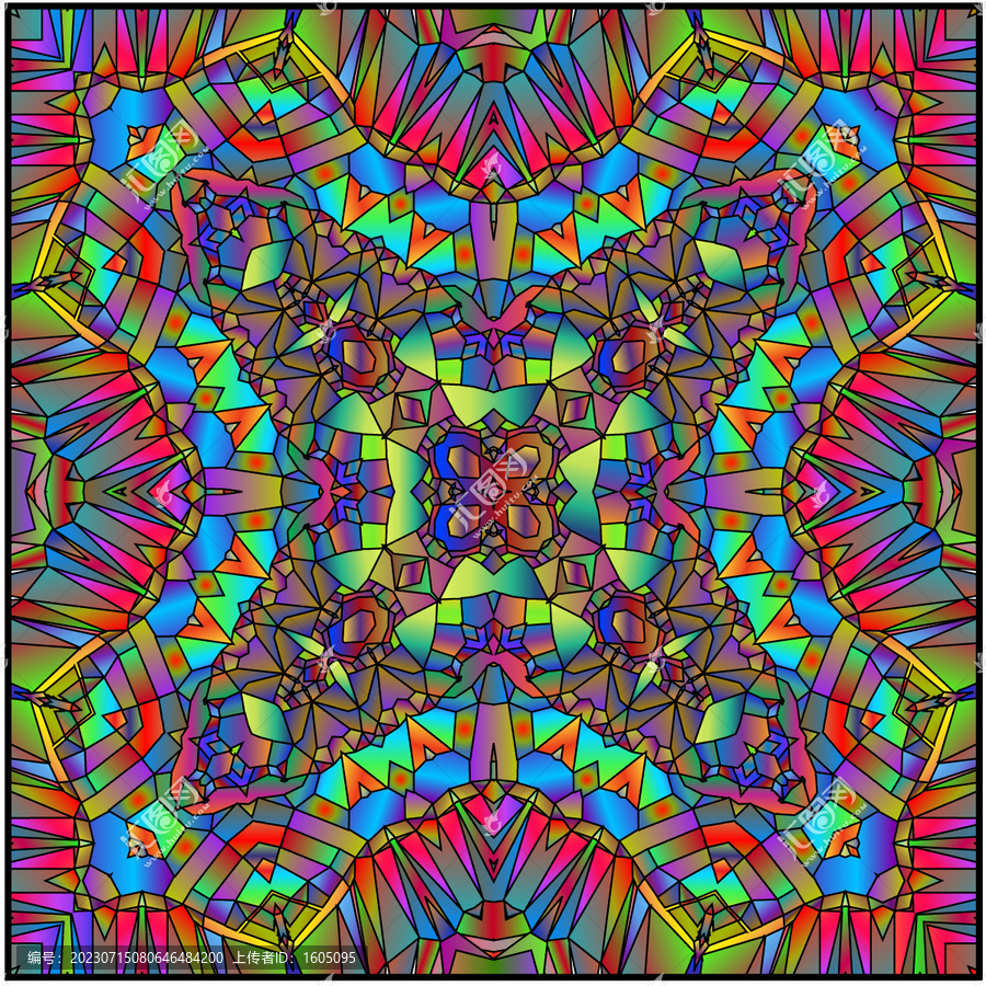 彩色教堂玻璃幾何矢量貼圖