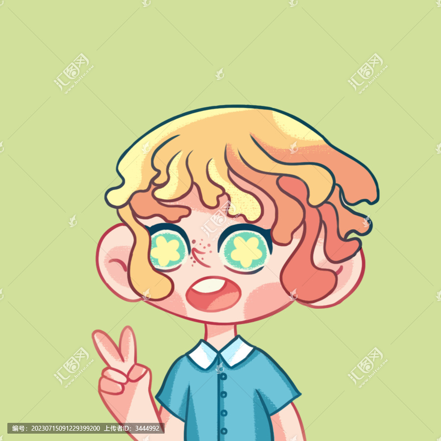 兒插頭像手繪人物插畫