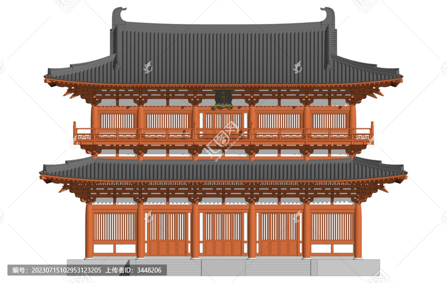唐風(fēng)藏經(jīng)閣正立面效果圖