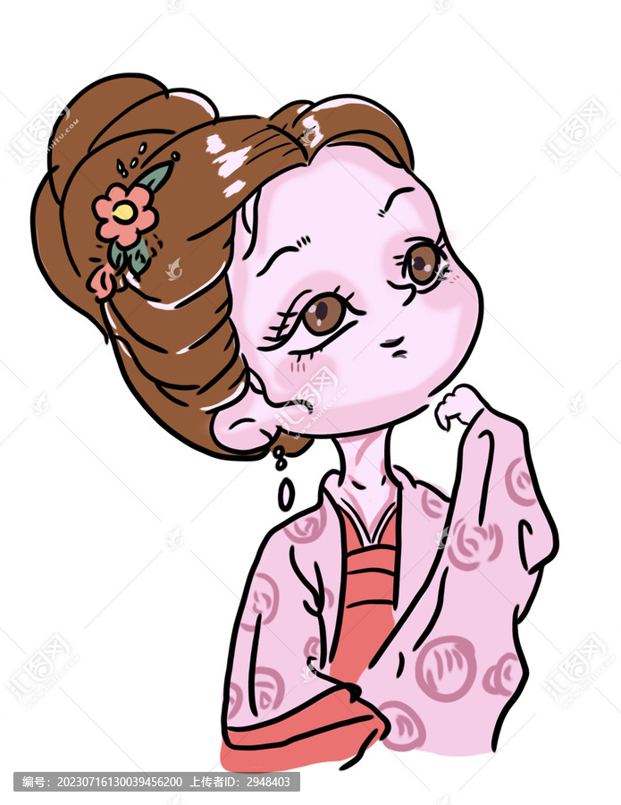 古風(fēng)少女Q版人物插畫