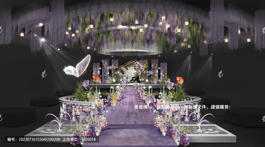 紫色法式花園婚禮宴會廳效果圖