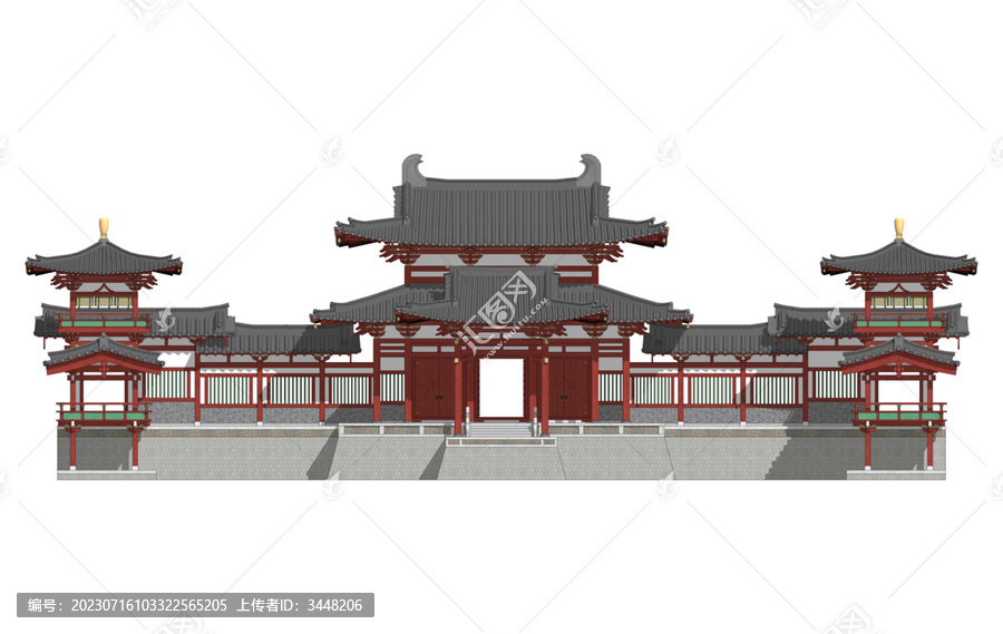 唐風寺院正立面效果圖