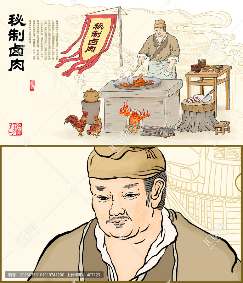傳統(tǒng)鹵肉插畫
