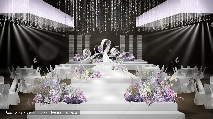 白紫色婚禮效果圖