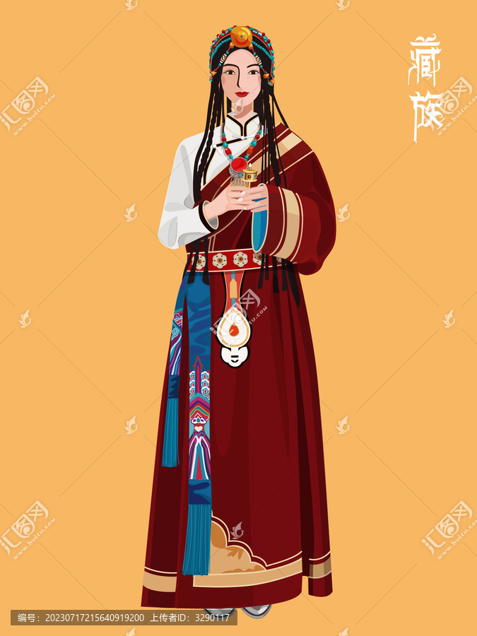 藏族女孩全身人物