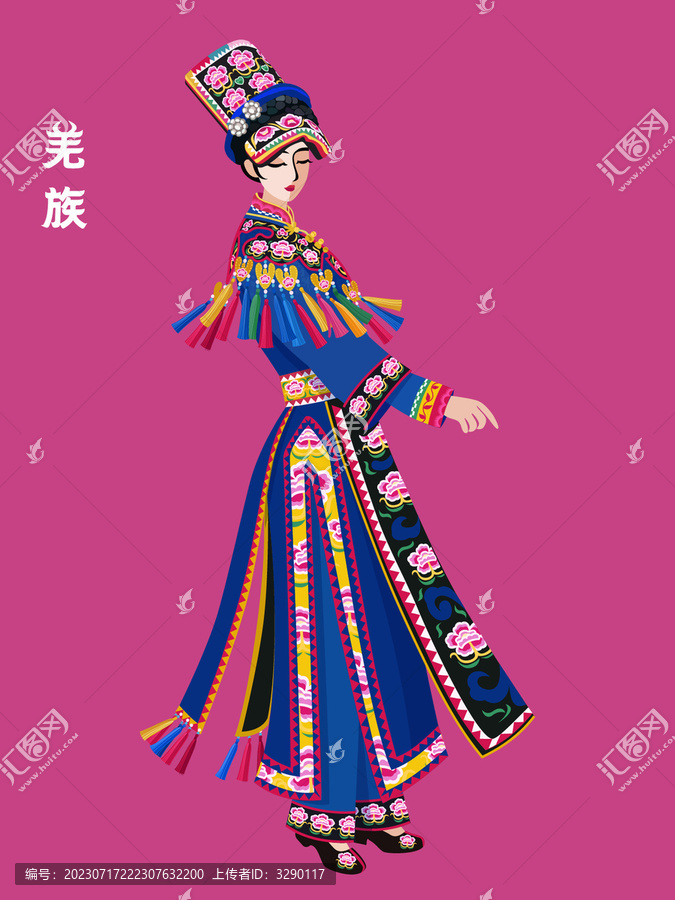 羌族女孩全身人物