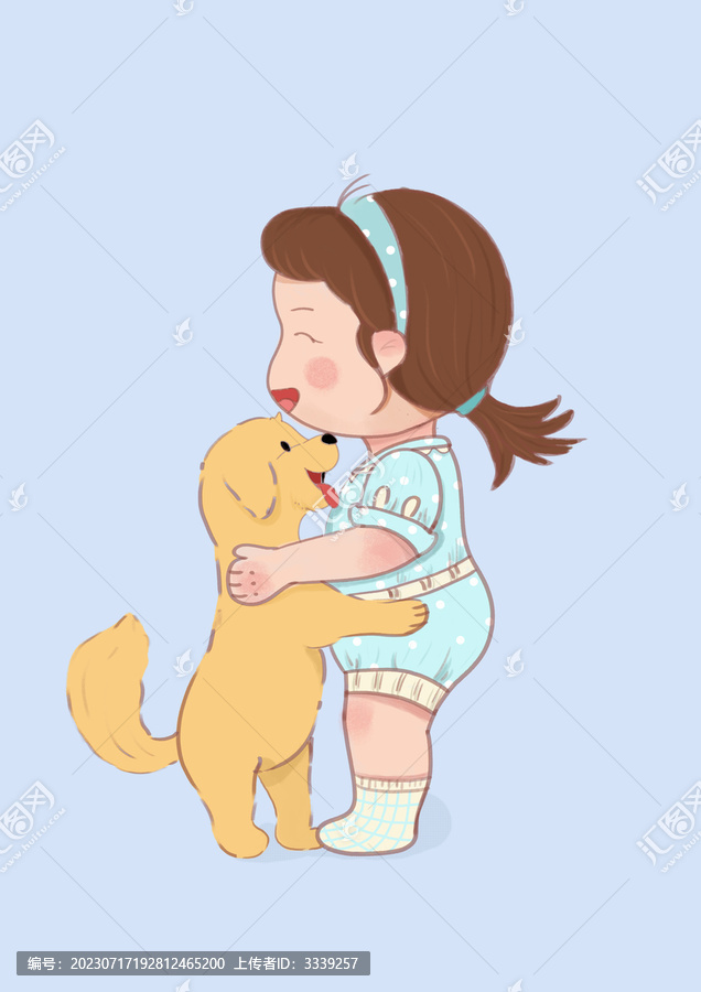 小女孩和可愛(ài)狗