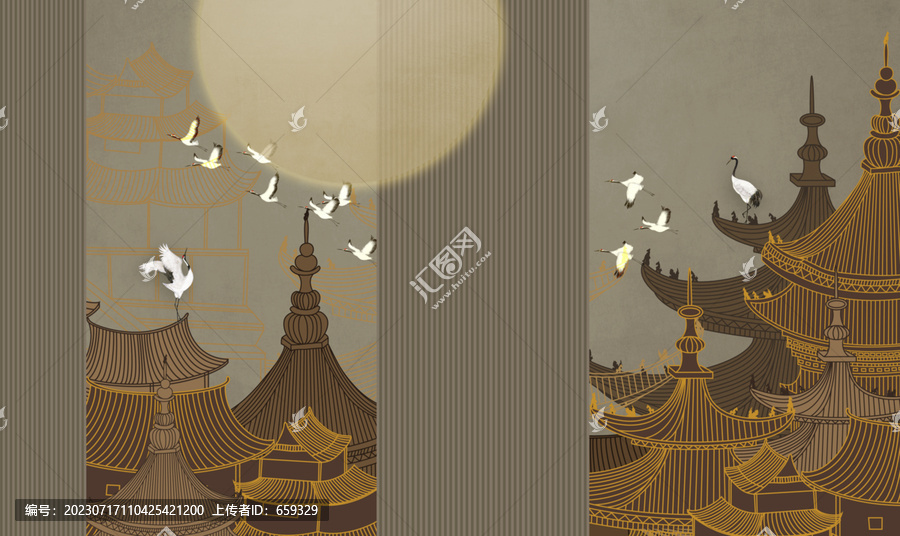 新中式壁畫背景墻