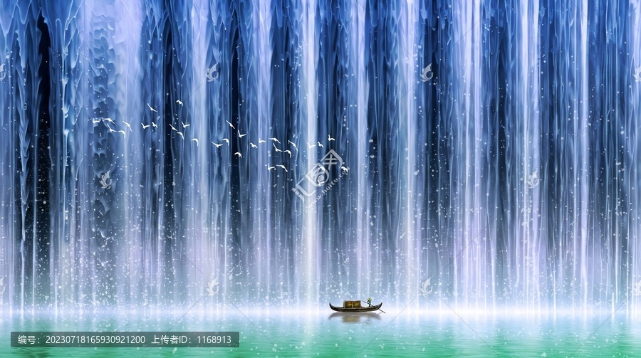 高清瀑布壁畫