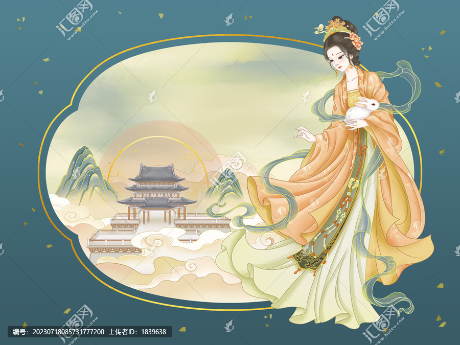 中秋節(jié)嫦娥古風(fēng)美女插畫