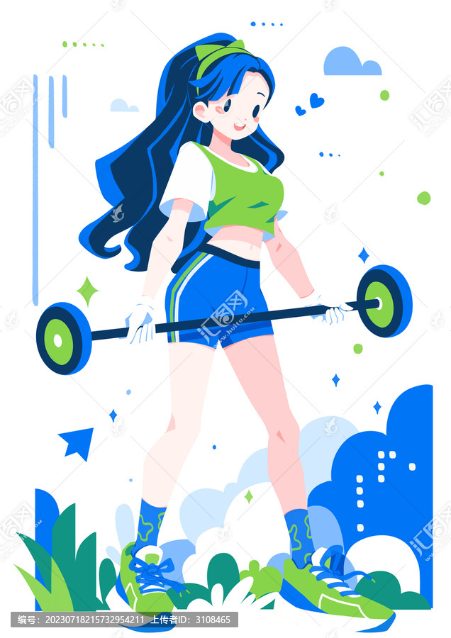 一個(gè)女孩在鍛煉舉重