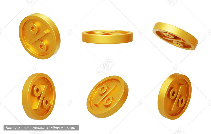 價值折扣活動金幣獎勵符號3D