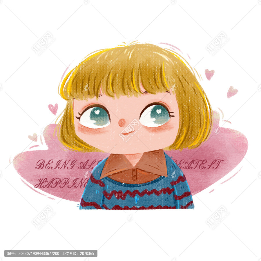 插畫頭像海報(bào)女孩可愛卡通