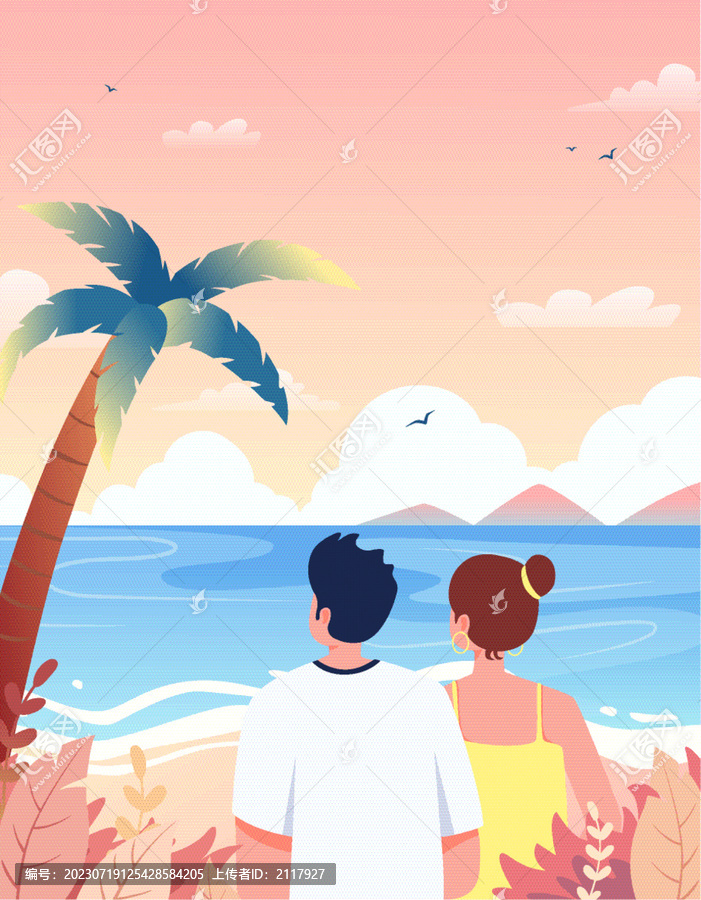 情侶海邊旅游