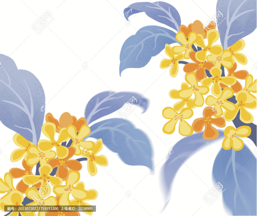手繪撞色桂花