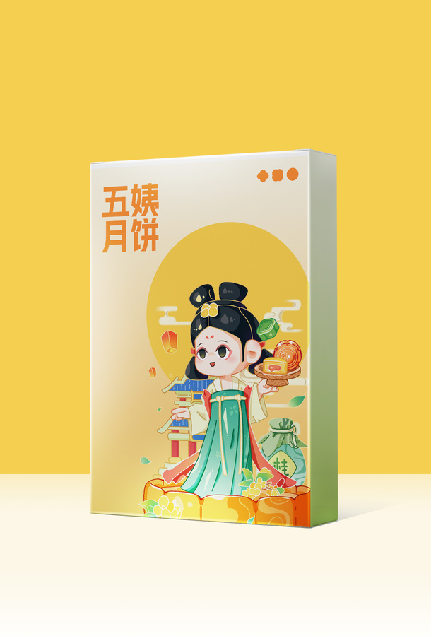 中式食品月餅包裝插畫設(shè)計(jì)