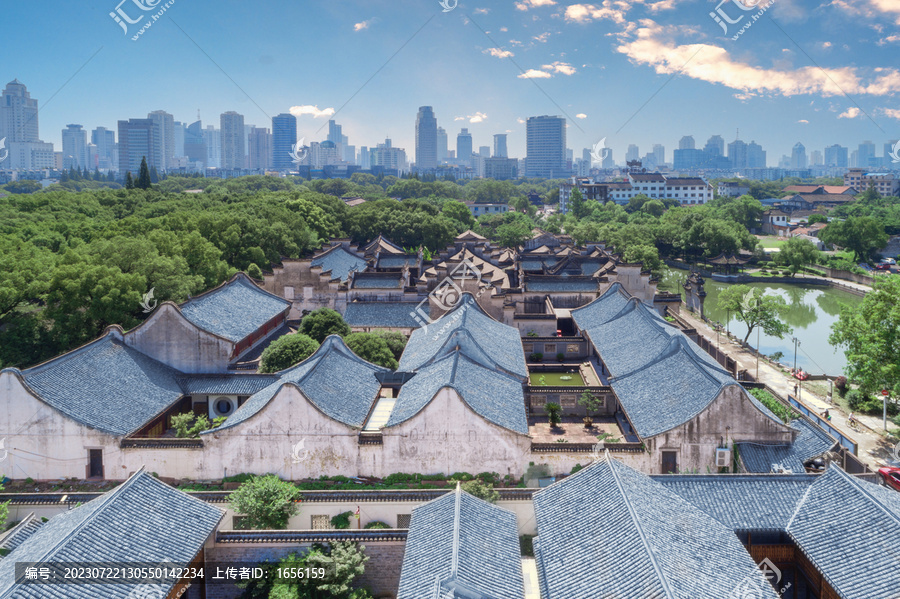 航拍宁波天一阁全景