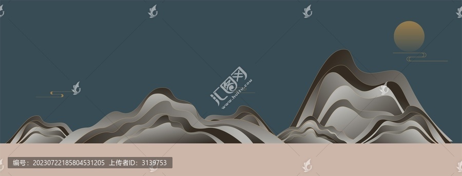 新中式古典山水裝飾畫背景