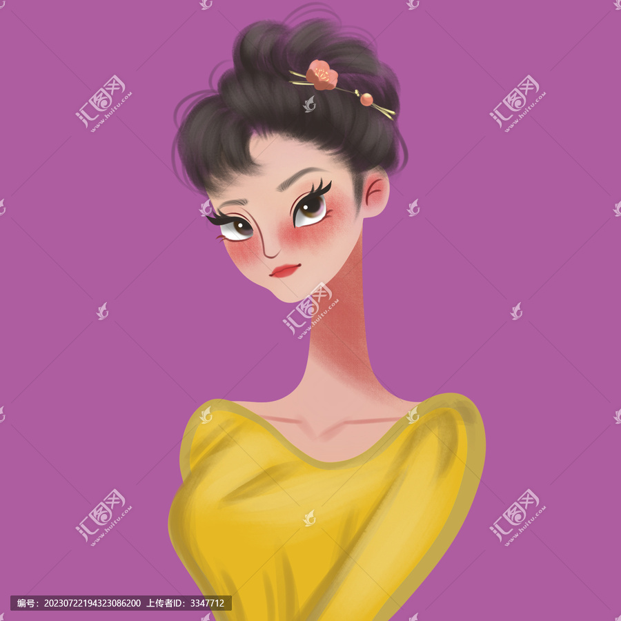 原創(chuàng)手繪卡通女孩頭像歐美風格