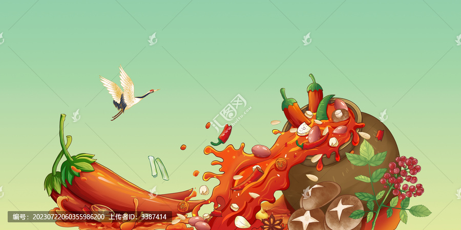 國風(fēng)油辣子香菇醬手繪插畫