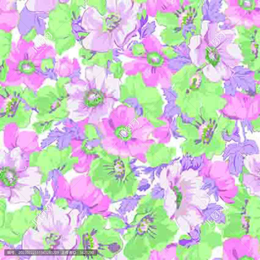 家紡花朵匹印數(shù)碼印花圖案