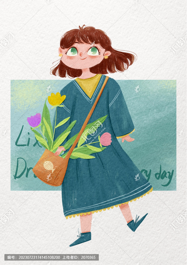 插畫人物可愛卡通女孩