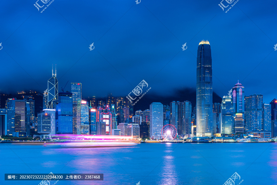 香港中环金融街商业大楼夜景