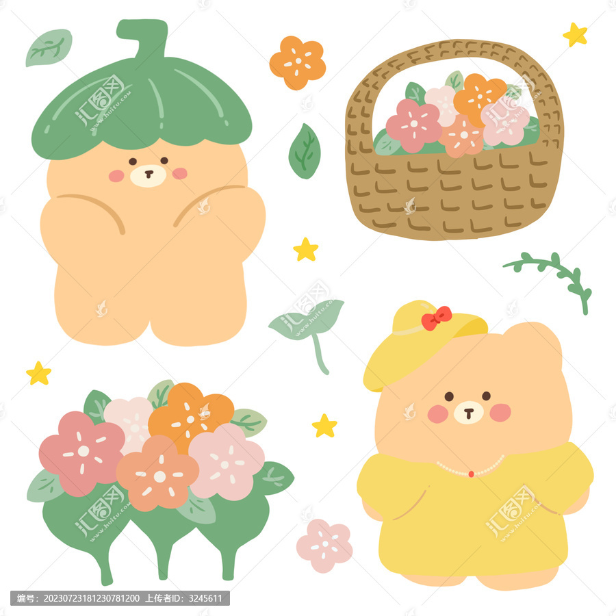 花園小熊貼紙
