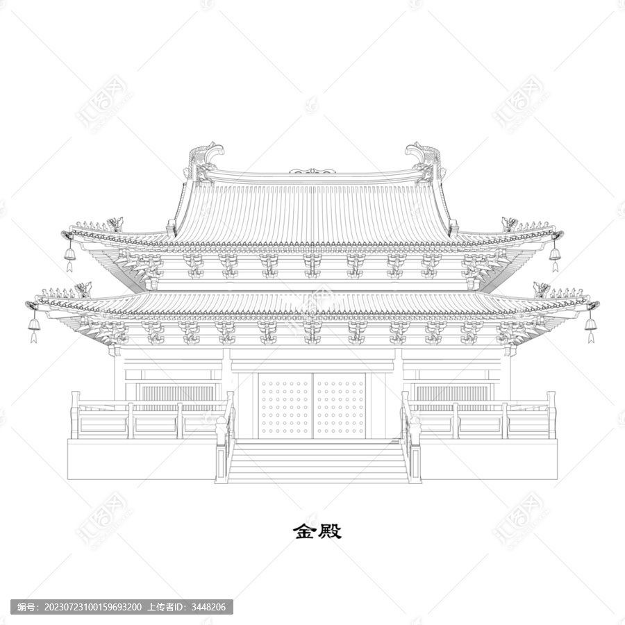 金殿立面線(xiàn)稿圖