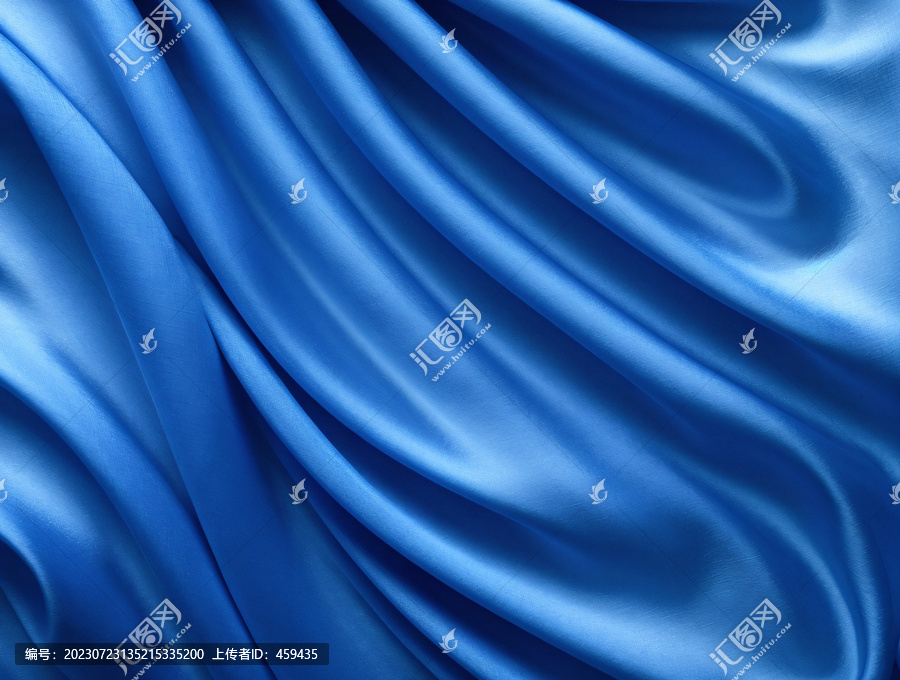 蓝色褶皱丝绸布料纹理