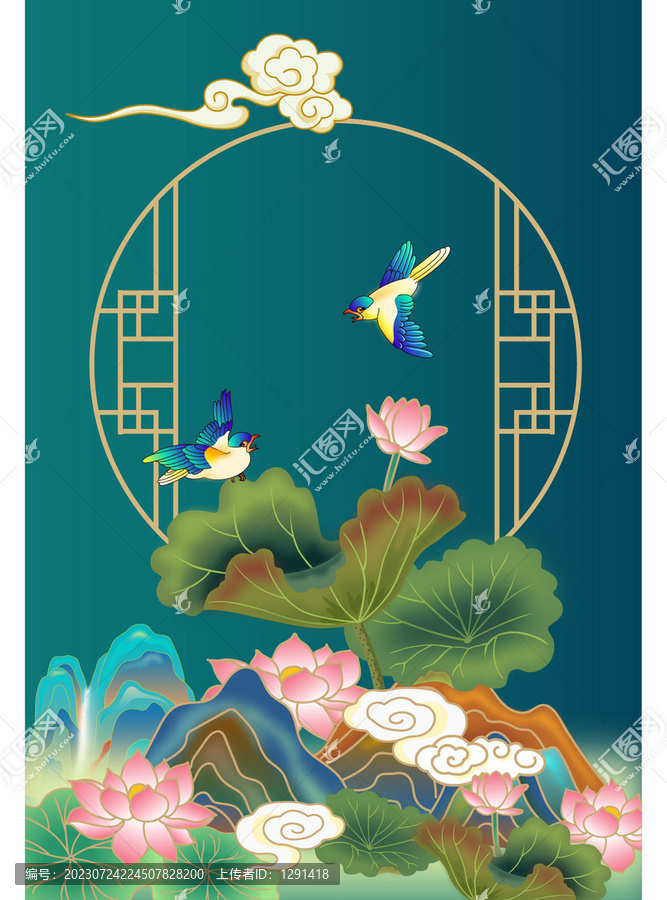 國潮花鳥意境裝飾畫