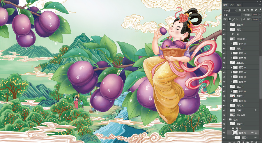 西梅手繪插畫