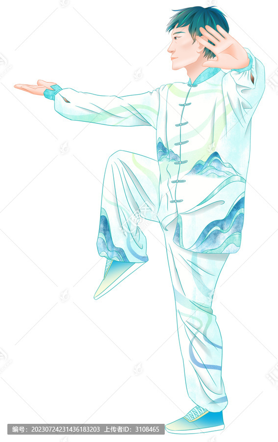 一個男人在打太極