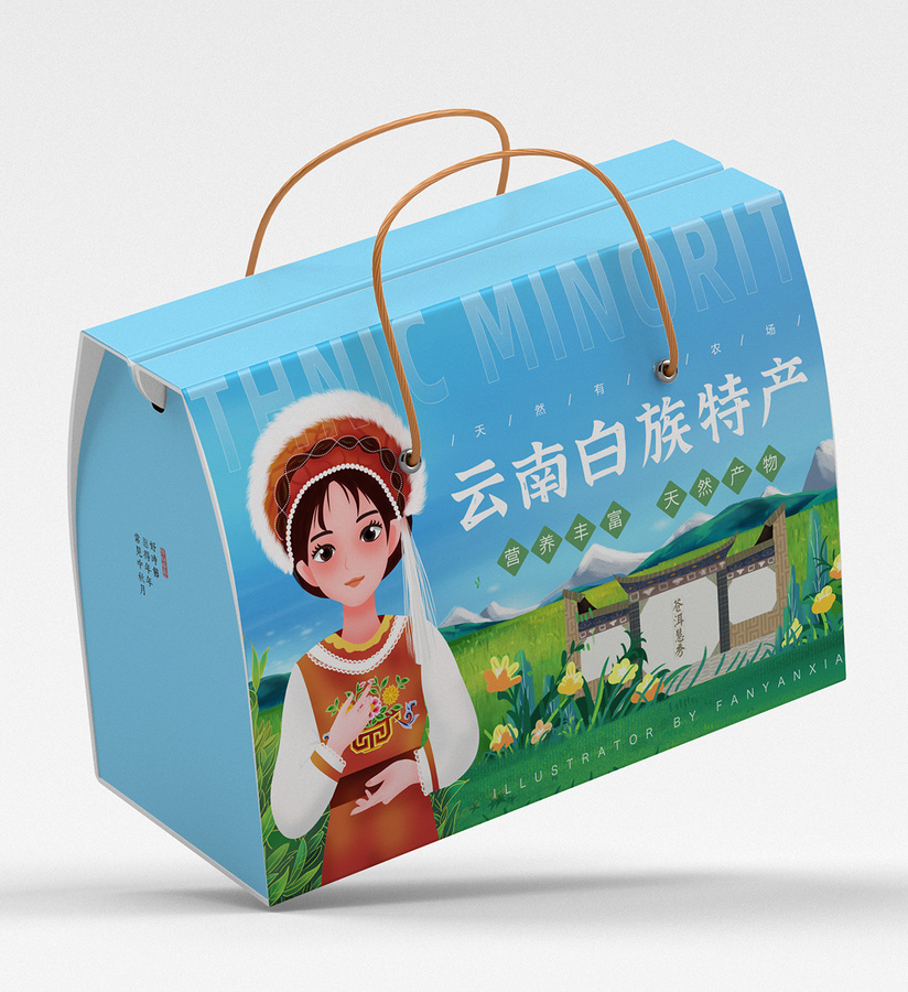 白族特產(chǎn)女孩插畫