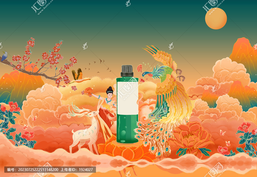 敦煌風(fēng)格的鳳凰和飛天