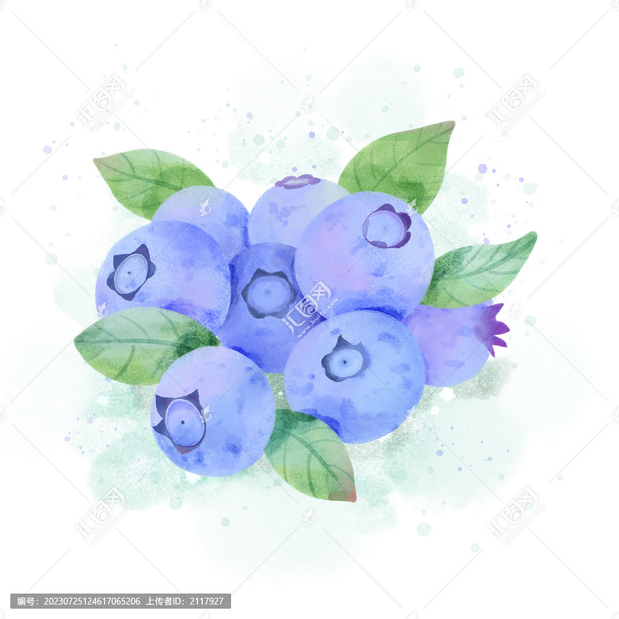 水彩手绘水果蓝莓