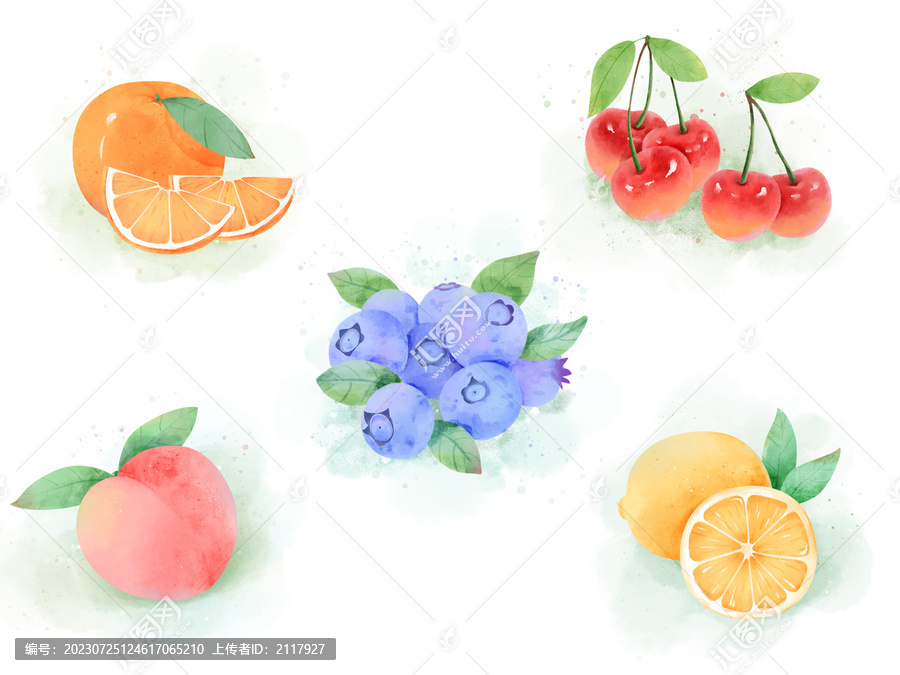 水彩手繪水果