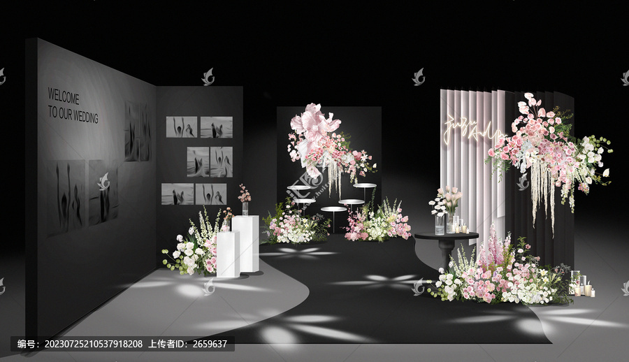 黑色韓式婚禮迎賓區(qū)效果圖
