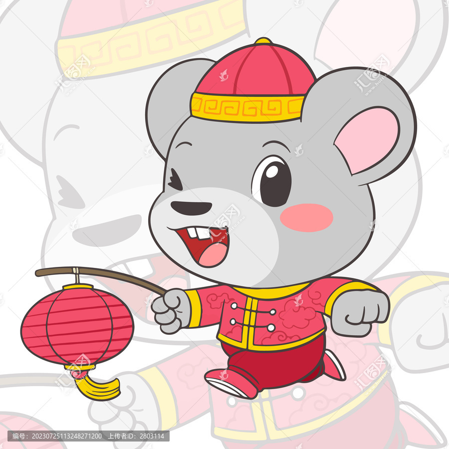 提燈籠可愛生肖鼠