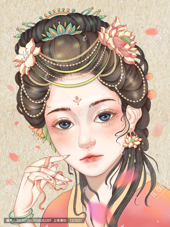 古風(fēng)美人花仙子插畫