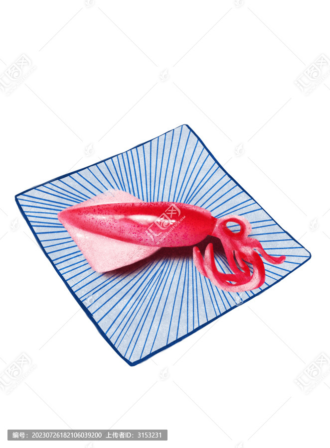 插畫八爪魚料理美食章魚魷魚