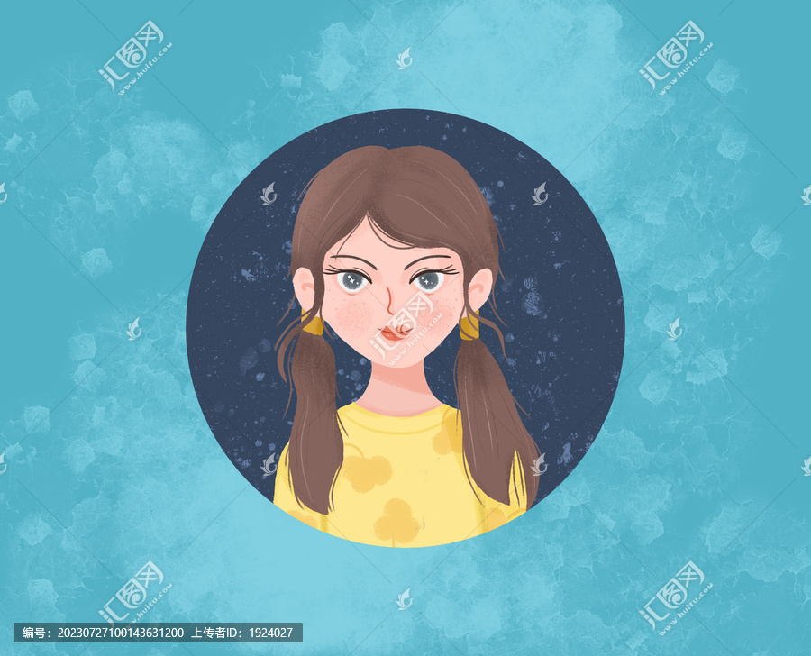 綁頭發(fā)的卡通小女孩頭像
