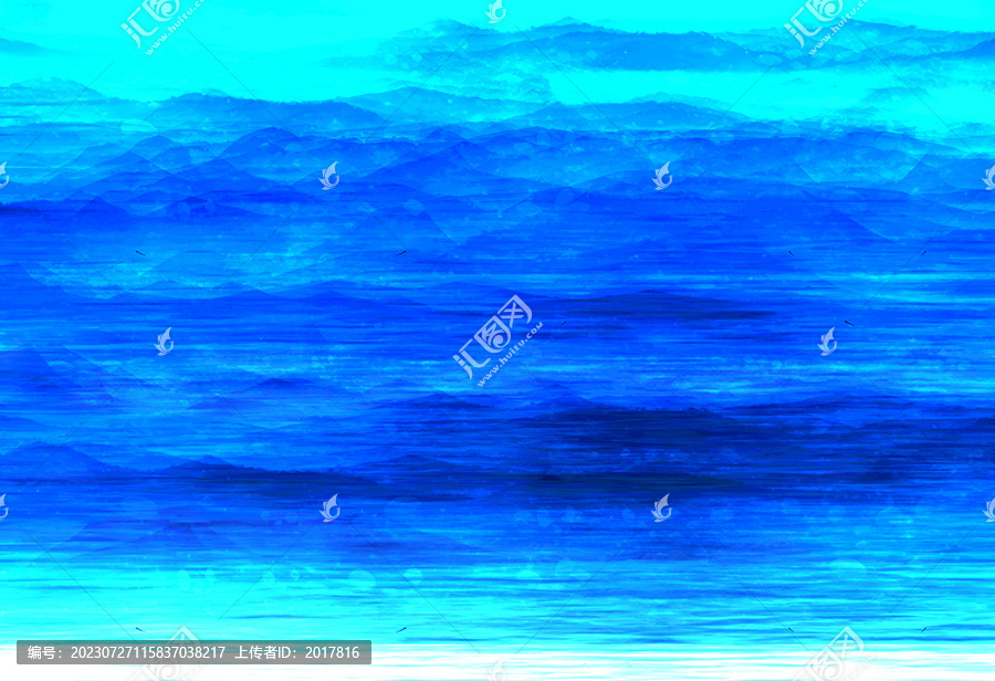 蓝色油画山水设计